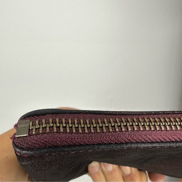 Anthropologie Women’s Maroon Leather Metallic Wristlet Small 5.5" X 7.5" - Picture 16 of 16